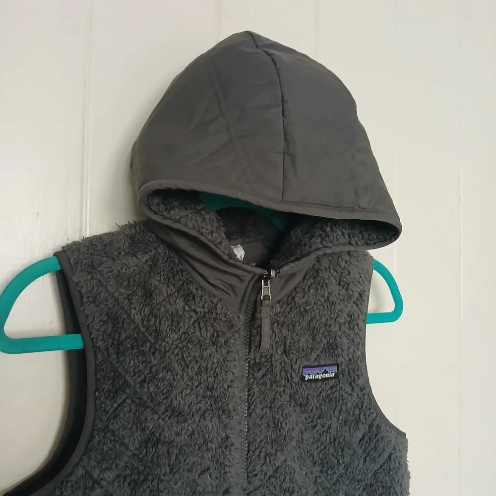 Patagonia Los Gatos Hooded Vest Women's XS Forged Grey Full Zip Reversible 25221